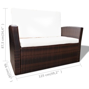 Set mobilier de grădină cu perne, 4 piese, maro, poliratan - Img 6