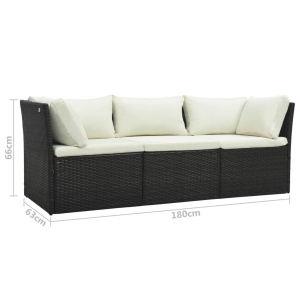 Set mobilier de grădină cu perne, 4 piese, maro, poliratan - Img 10