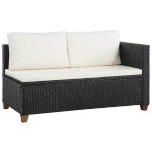 Set mobilier de grădină cu perne, 4 piese, negru, poliratan - Img 2