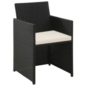 Set mobilier de grădină cu perne, 4 piese, negru, poliratan - Img 2