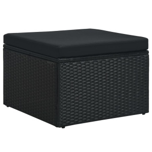 Set mobilier de grădină cu perne, 4 piese, negru, poliratan - Img 7