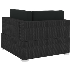 Set mobilier de grădină cu perne, 4 piese, negru, poliratan - Img 5