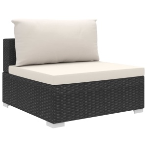 Set mobilier de grădină cu perne, 4 piese, negru, poliratan - Img 8