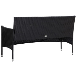 Set mobilier de grădină cu perne, 4 piese, negru, poliratan - Img 5