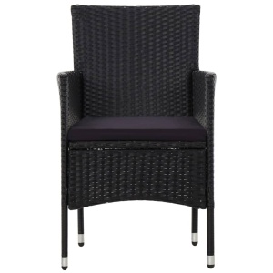 Set mobilier de grădină cu perne, 4 piese, negru, poliratan - Img 5