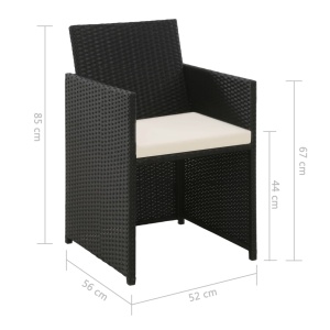Set mobilier de grădină cu perne, 4 piese, negru, poliratan - Img 7