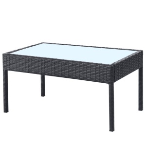 Set mobilier de grădină cu perne, 4 piese, negru, poliratan - Img 6