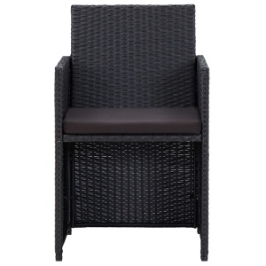 Set mobilier de grădină cu perne, 4 piese, negru, poliratan - Img 9