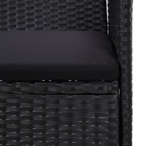 Set mobilier de grădină cu perne, 4 piese, negru, poliratan - Img 10