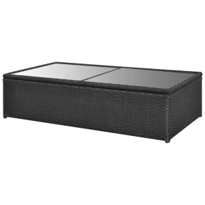 Set mobilier de grădină cu perne, 4 piese, negru, poliratan - Img 12