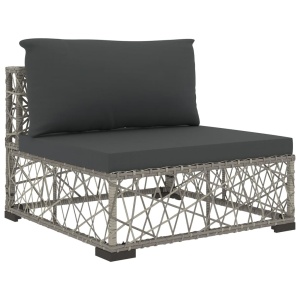 Set mobilier de grădină cu perne, 5 piese, gri, poliratan - Img 8