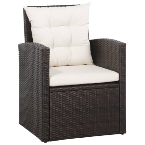 Set mobilier de grădină cu perne, 5 piese, maro, poliratan - Img 4