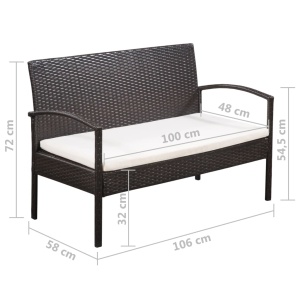 Set mobilier de grădină cu perne, 5 piese, maro, poliratan - Img 6