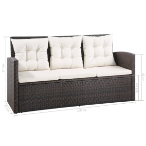Set mobilier de grădină cu perne, 5 piese, maro, poliratan - Img 11