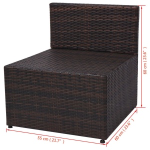 Set mobilier de grădină cu perne, 5 piese, maro, poliratan - Img 11
