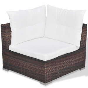 Set mobilier de grădină cu perne, 5 piese, maro, poliratan - Img 12