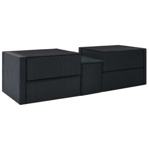 Set mobilier de grădină cu perne, 5 piese, negru, poliratan - Img 4