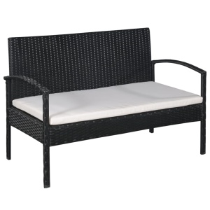 Set mobilier de grădină cu perne, 5 piese, negru, poliratan - Img 3