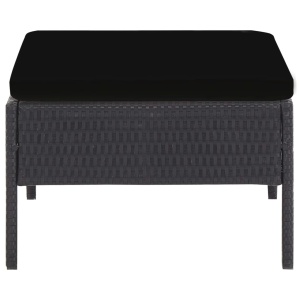 Set mobilier de grădină cu perne, 5 piese, negru, poliratan - Img 7
