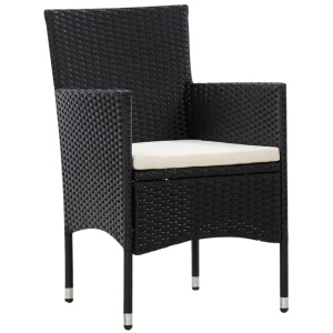 Set mobilier de grădină cu perne, 5 piese, negru, poliratan - Img 7