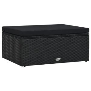 Set mobilier de grădină cu perne, 5 piese, negru, poliratan - Img 9