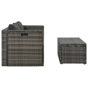 Set mobilier de grădină cu perne, 6 piese, gri, poliratan - Img 4