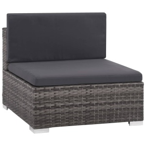 Set mobilier de grădină cu perne, 6 piese, gri, poliratan - Img 4