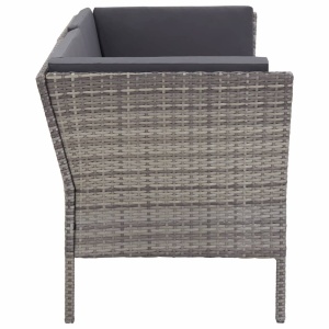 Set mobilier de grădină cu perne, 6 piese, gri, poliratan - Img 8