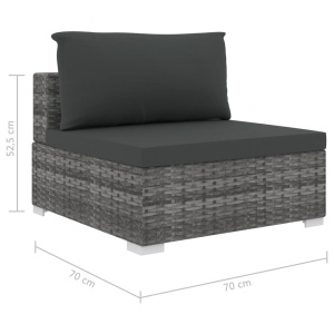 Set mobilier de grădină cu perne, 6 piese, gri, poliratan - Img 7