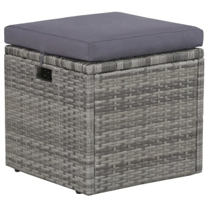 Set mobilier de grădină cu perne, 6 piese, gri, poliratan - Img 6