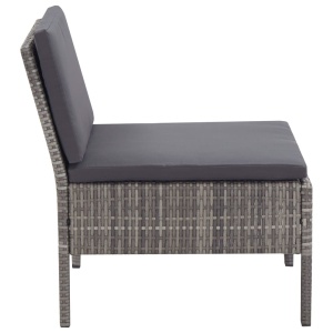 Set mobilier de grădină cu perne, 6 piese, gri, poliratan - Img 10