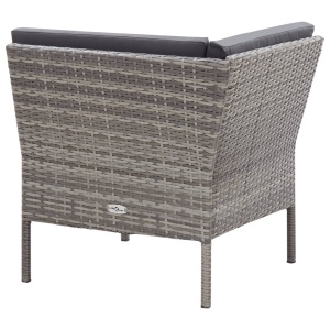 Set mobilier de grădină cu perne, 6 piese, gri, poliratan - Img 12