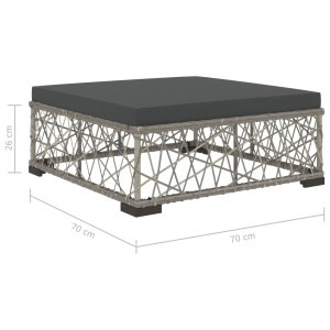 Set mobilier de grădină cu perne, 6 piese, gri, poliratan - Img 9