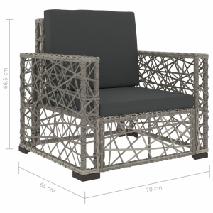 Set mobilier de grădină cu perne, 6 piese, gri, poliratan - Img 12