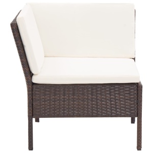 Set mobilier de grădină cu perne, 6 piese, maro, poliratan - Img 7