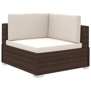 Set mobilier de grădină cu perne, 6 piese, maro, poliratan - Img 4