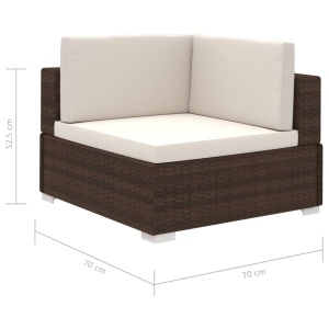 Set mobilier de grădină cu perne, 6 piese, maro, poliratan - Img 7