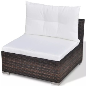 Set mobilier de grădină cu perne, 6 piese, maro, poliratan - Img 9