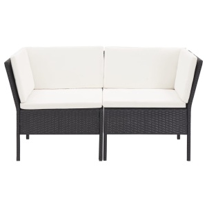 Set mobilier de grădină cu perne, 6 piese, negru, poliratan - Img 4