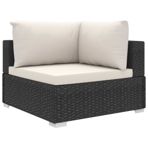Set mobilier de grădină cu perne, 6 piese, negru, poliratan - Img 4