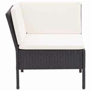 Set mobilier de grădină cu perne, 6 piese, negru, poliratan - Img 6