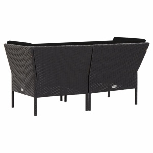 Set mobilier de grădină cu perne, 6 piese, negru, poliratan - Img 5
