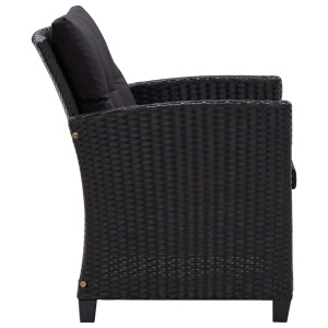 Set mobilier de grădină cu perne, 6 piese, negru, poliratan - Img 6