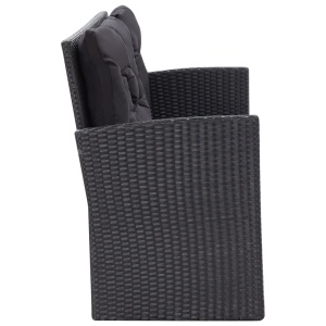 Set mobilier de grădină cu perne, 6 piese, negru, poliratan - Img 8