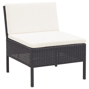 Set mobilier de grădină cu perne, 6 piese, negru, poliratan - Img 12