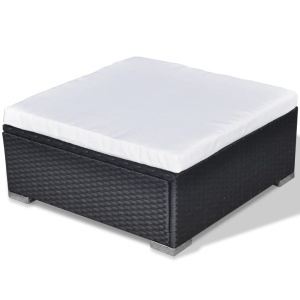 Set mobilier de grădină cu perne, 6 piese, negru, poliratan - Img 11