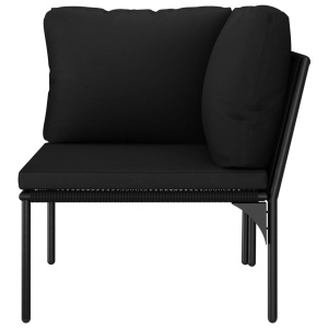 Set mobilier de grădină cu perne, 6 piese, negru, PVC - Img 10
