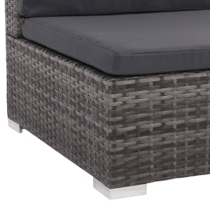 Set mobilier de grădină cu perne, 7 piese, gri, poliratan - Img 5