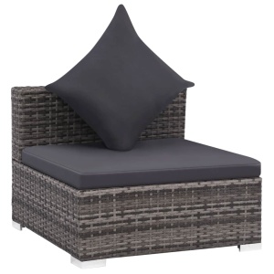 Set mobilier de grădină cu perne, 7 piese, gri, poliratan - Img 6