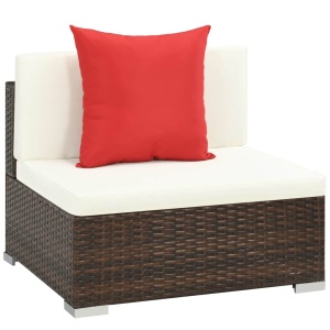 Set mobilier de grădină cu perne, 7 piese, maro, poliratan - Img 8